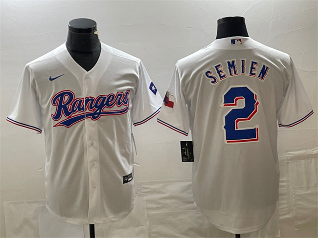 Men's Texas Rangers #2 Marcus Semien White With Patch Cool Base Stitched Baseball Jersey Men's Texas Rangers #2 Marcus Semien White With Patch Cool Base Stitched Baseball Jersey